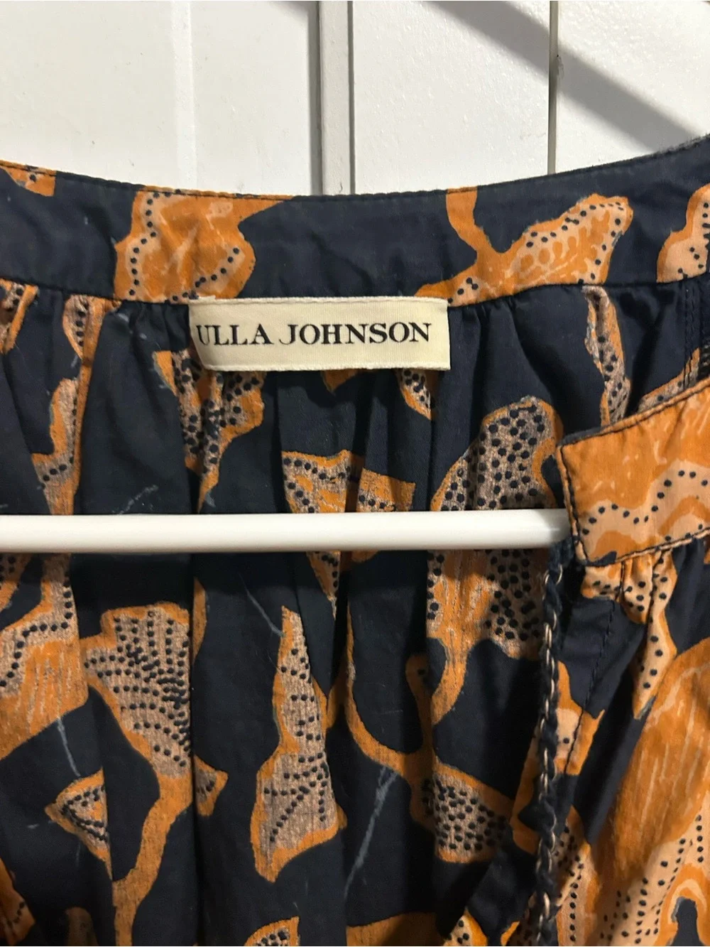 Ulla Johnson Black and Mustard Floral Peasant Blouse